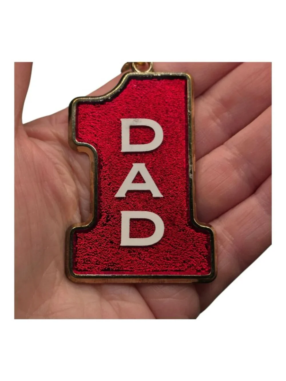 #1 Dad Vintage Keychain Red Gold-Tone Metal Classic Design